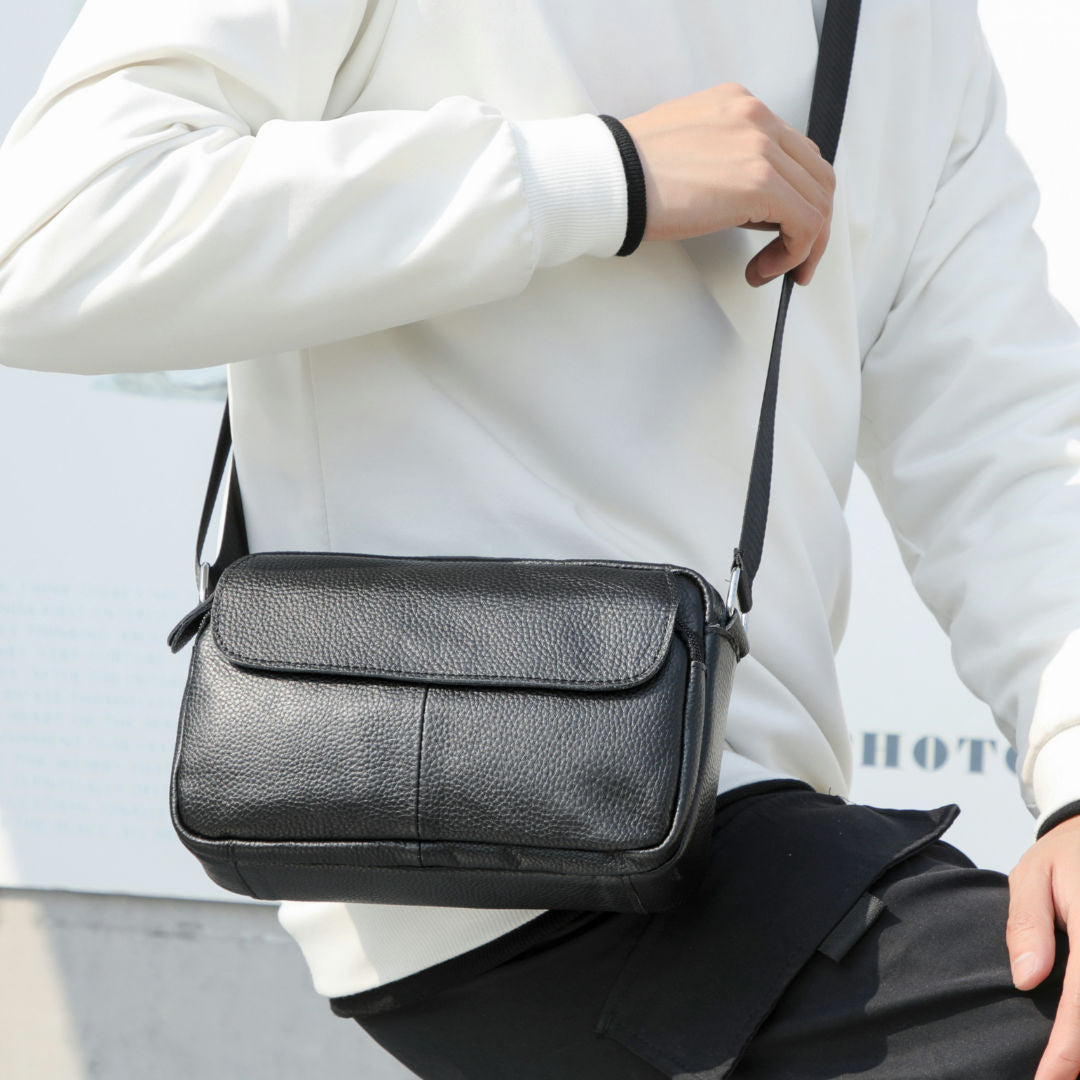 Men's Shoulder Bag Genuine Cowhide Leather Retro Casual Men's Crossbody Bag Messenger Bag