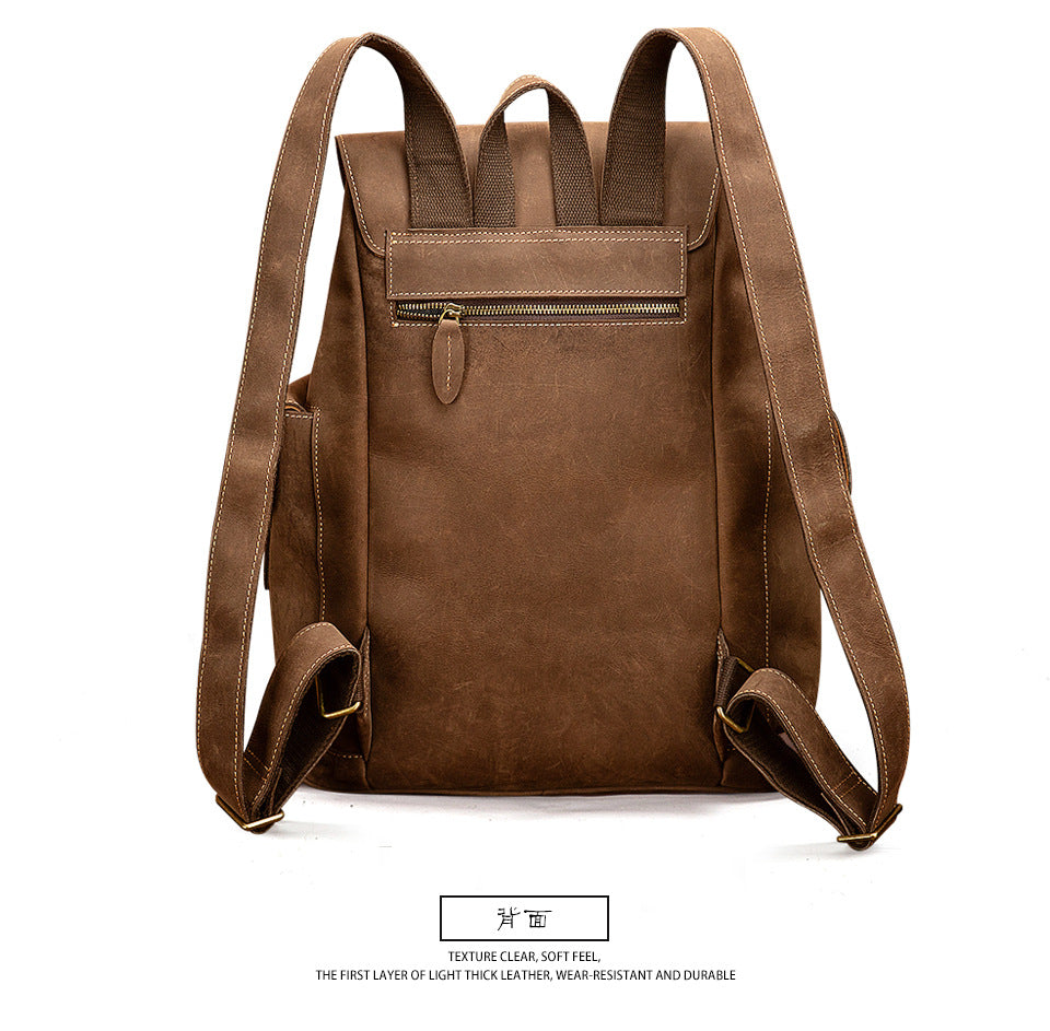Men's backpack cowhide genuine leather retro large capacity computer bag for men