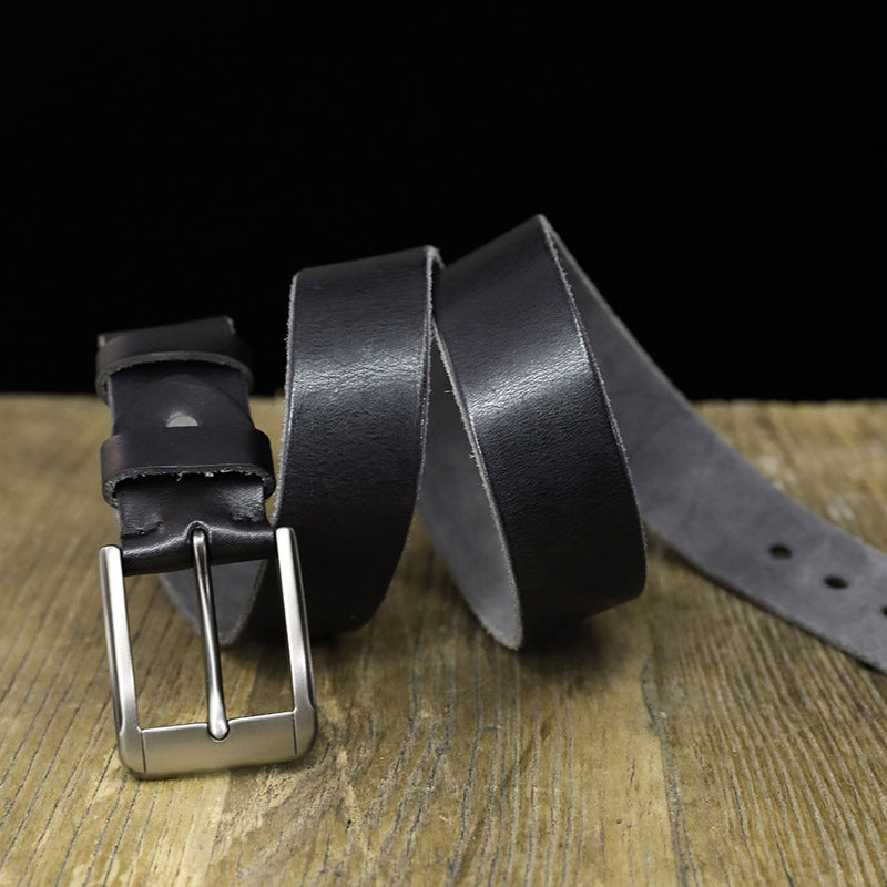 Men's belt handmade original cowhide genuine leather needle buckle simple casual vintage men's belt