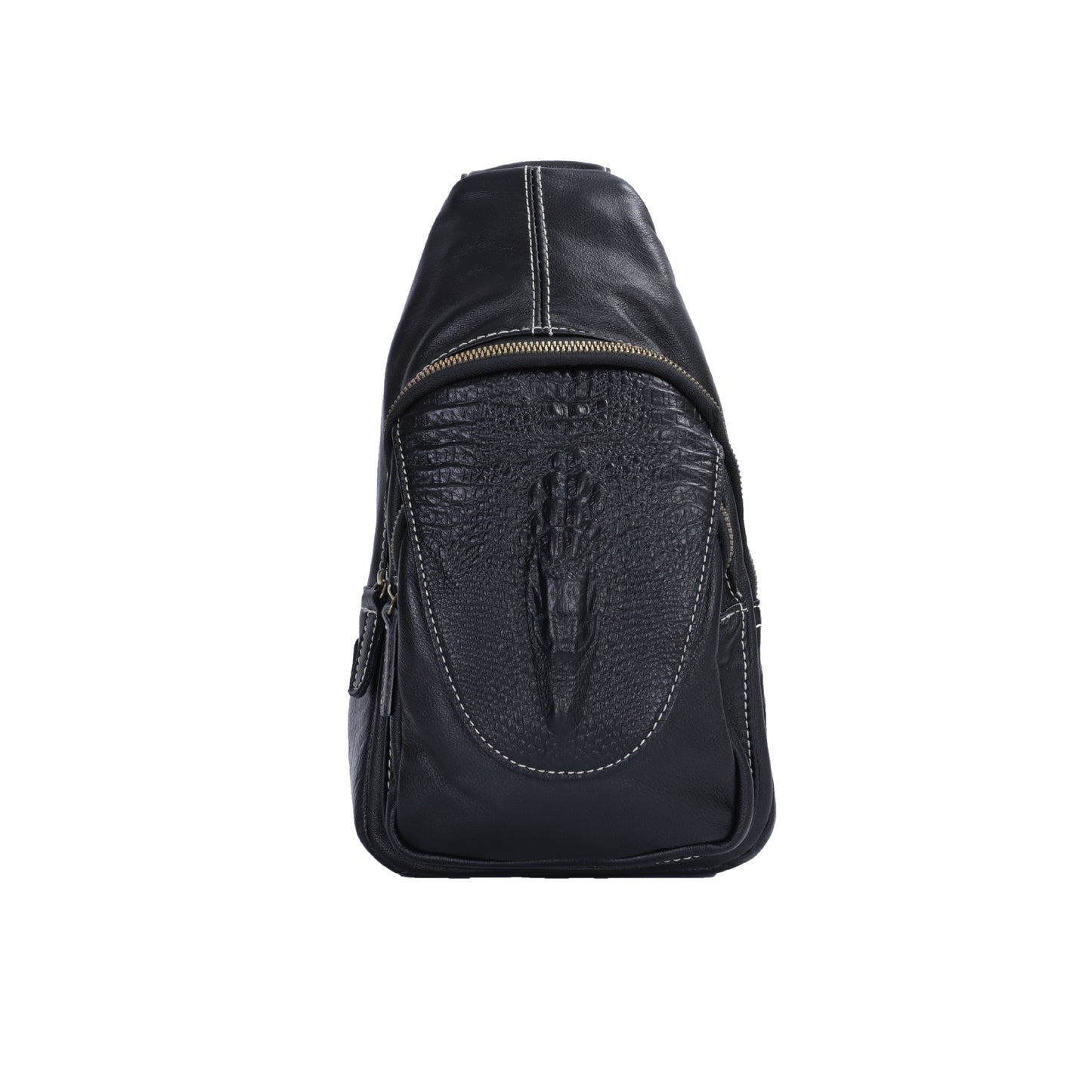 Men's Bust Bag Shoulder Bag Cowhide Crocodile Crest Retro Casual Crossbody Bag for Men