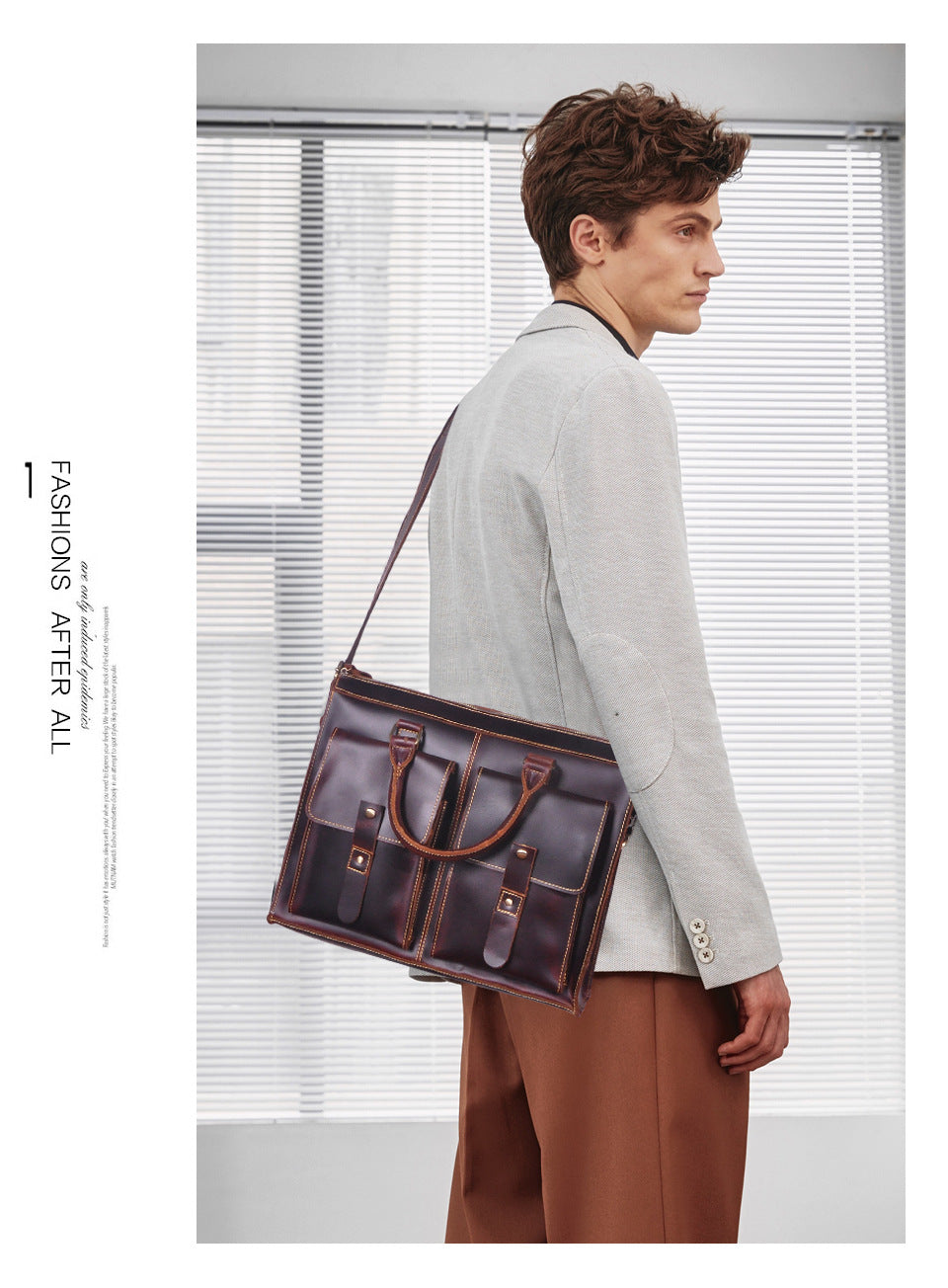 Men's Handbag Briefcase Cowhide Genuine Leather Retro Business Men Computer Bag