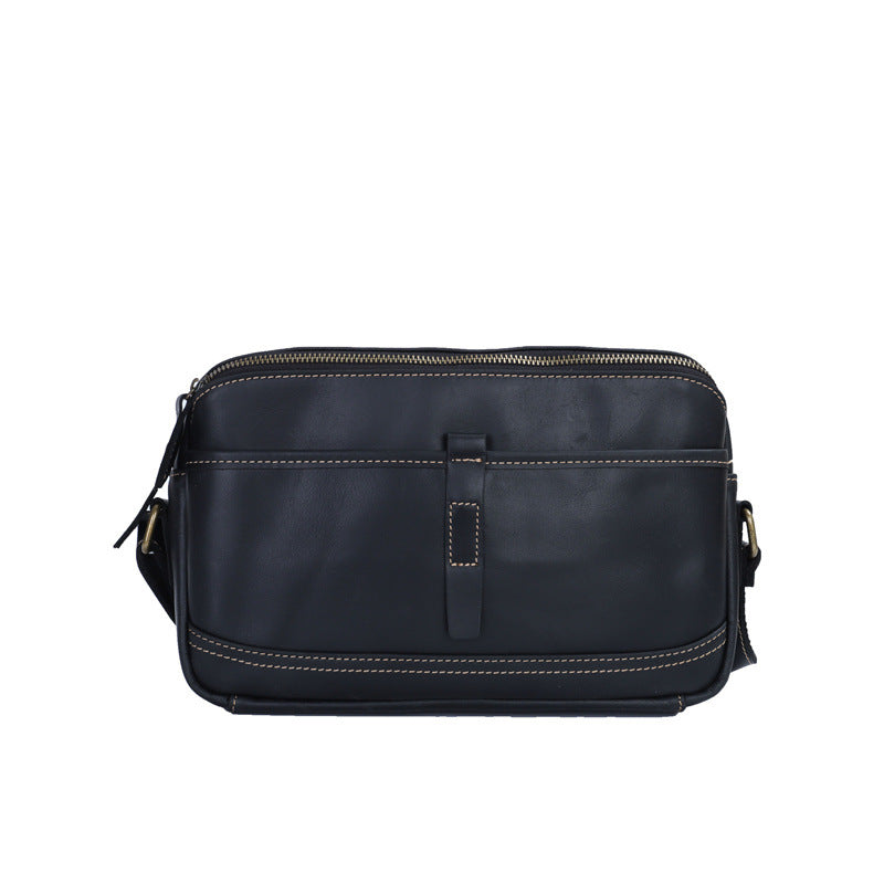 Men's Shoulder Bag Genuine Cowhide Leather Retro Fashion Commuter Crossbody Bag for Men