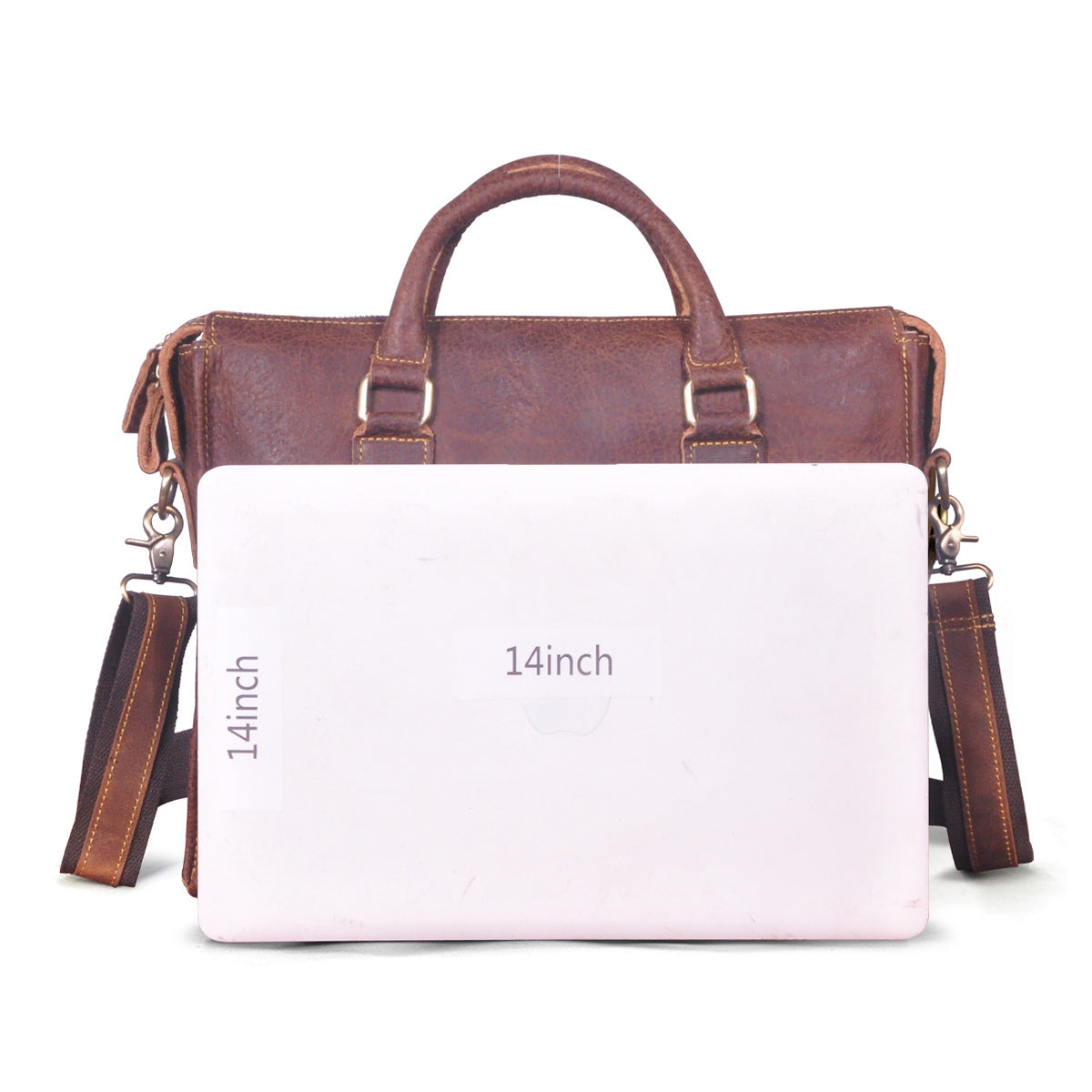 Men's Briefcase Crossbody Bag Cowhide Genuine Leather Retro Shoulder Bag Computer Bag