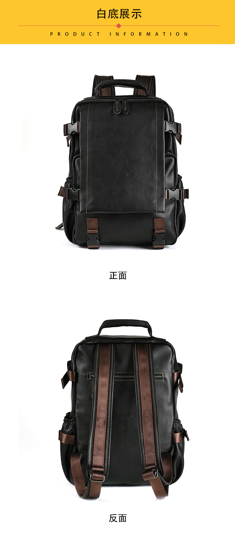 Men's backpack cowhide genuine leather business casual computer bag fashion large capacity travel bag for men