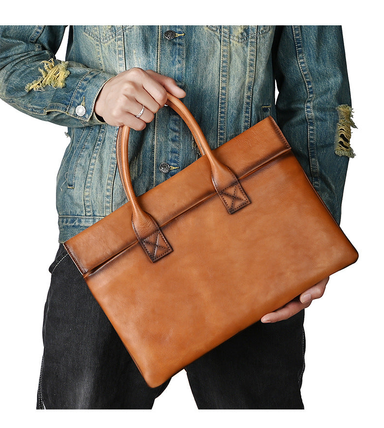 Men's Briefcase Cowhide Genuine Leather Office Bag Men's Handbag