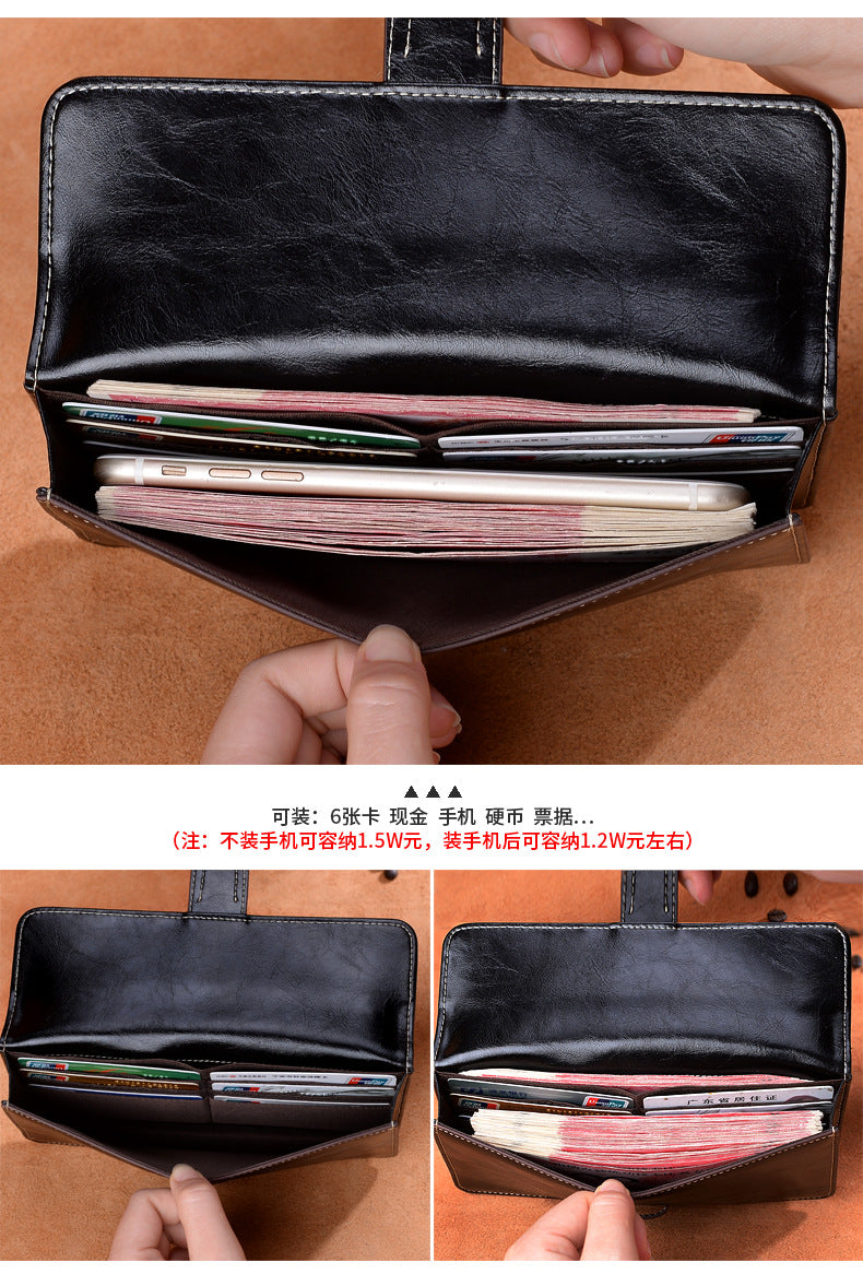 Ladies wallet large capacity clutch bag casual wallet retro simple long wallet