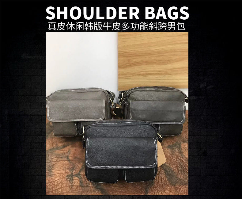 Men's shoulder bag Genuine cowhide leather casual Korean fashion multifunctional crossbody bag for men