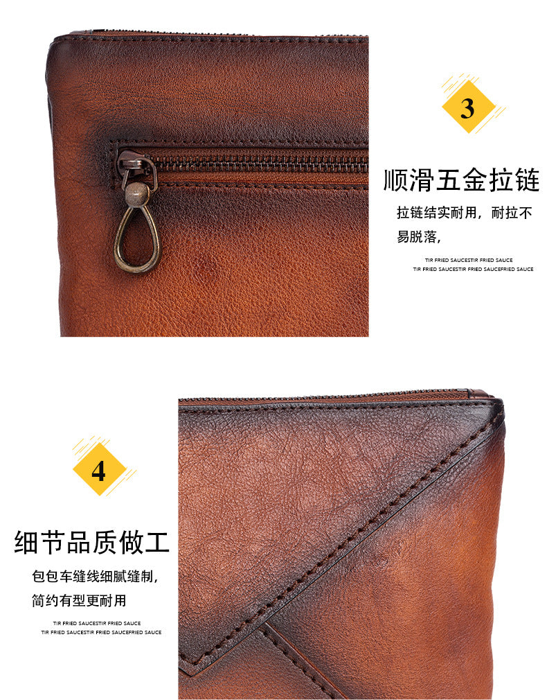 Men's Clutch Bag Genuine Cowhide Leather Casual Men's Handbag