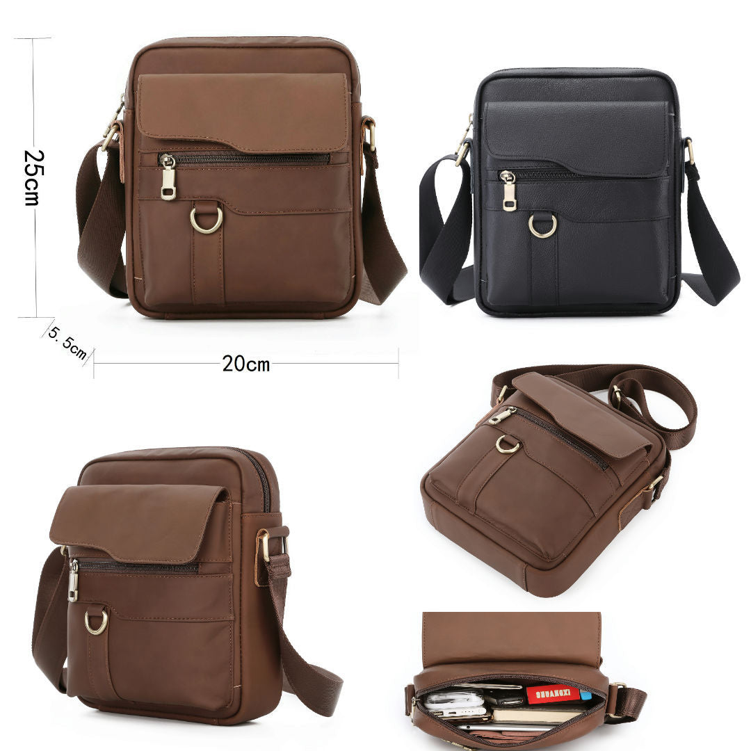 Men's shoulder bag Genuine cowhide leather retro large capacity crossbody bag for men