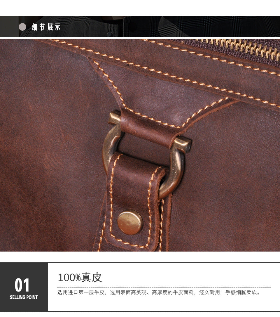 Men's Briefcase Crossbody Bag Cowhide Genuine Leather Retro Men's Shoulder Bag Handbag