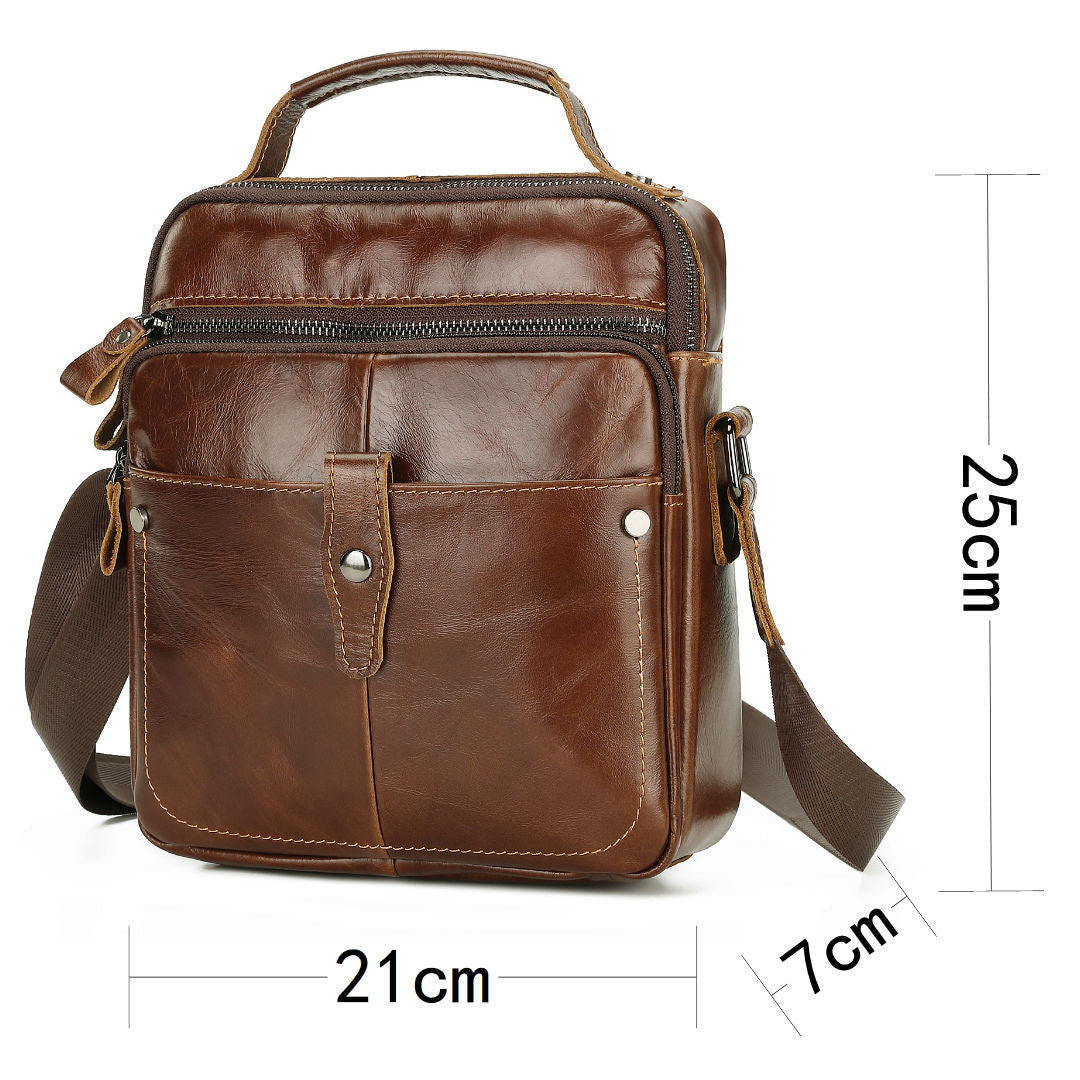 Men's Shoulder Bag Cowhide Casual Korean Fashion Crossbody Bag for Men