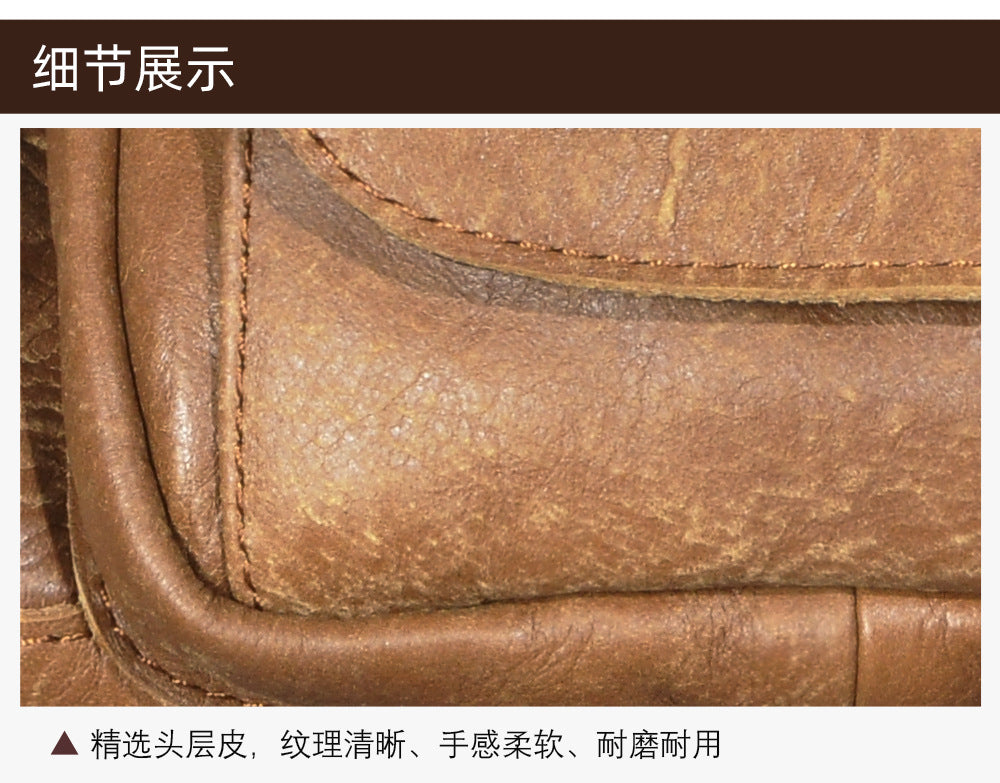 Men's waist pouch cowhide genuine leather fashion retro outdoor bust bag for men