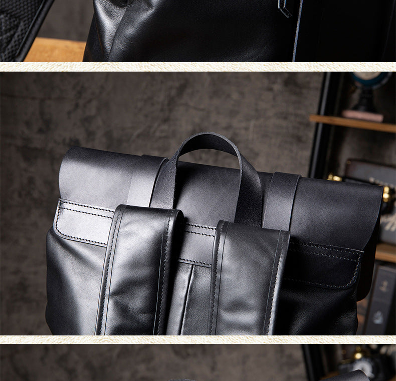 Men's backpack handmade cowhide genuine leather high quality large capacity casual business computer bag fashion men travel bag