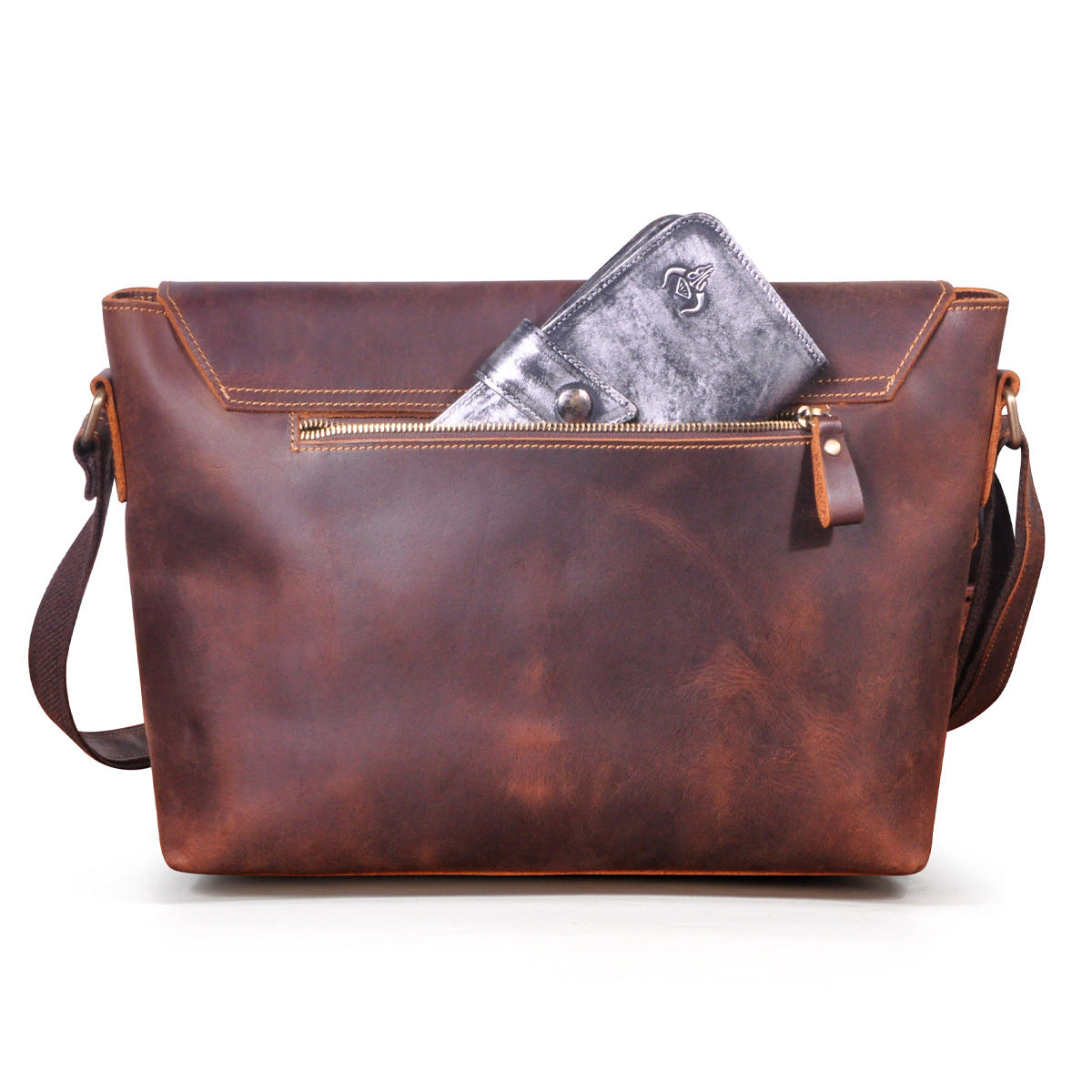 Men's Crossbody Bag Cowhide Genuine Leather Retro Men's Shoulder Bag