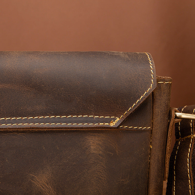 Men's shoulder bag Genuine cowhide leather retro crossbody bag for men