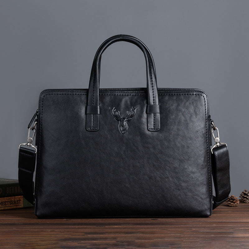 Men's Briefcase Genuine Cowhide Leather Simple Fashion Retro Casual Bag Computer Bag for Men