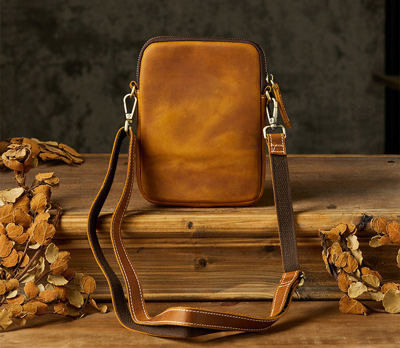 Men's Shoulder Bag Original Crazy Horse Cow Leather Retro Unique Men's Crossbody Bag