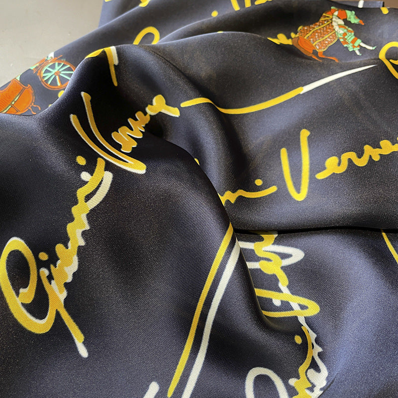 Scarf lettering mother pattern hand-printed pattern simulation silk long ribbon big ribbon fashion scarf pieces