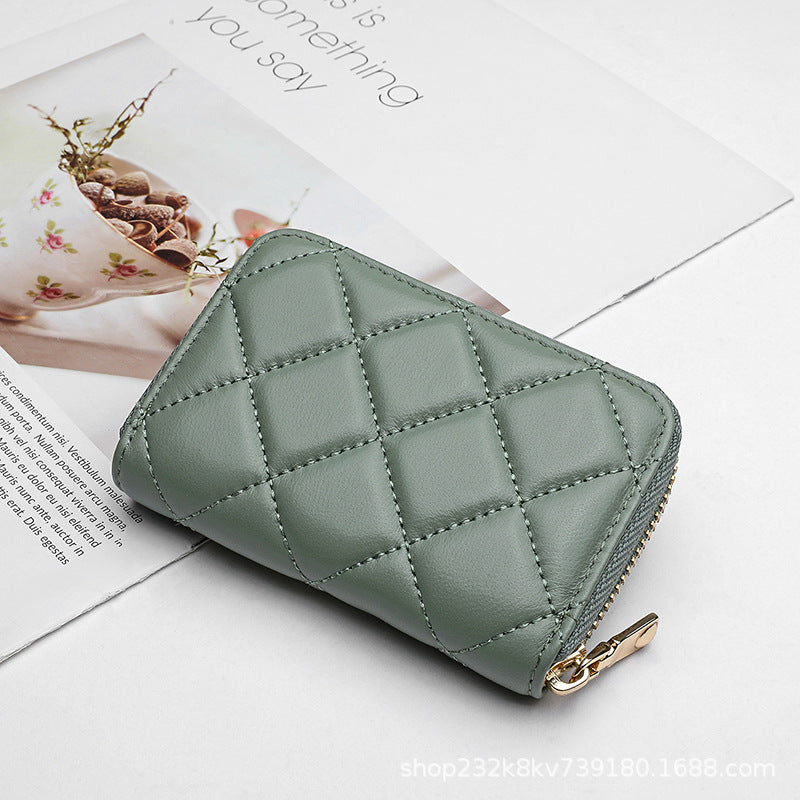 Ladies Short Wallet Women Multifunctional Folding Women's Wallet Check Simple Sheep Leather Coin Purse Ladies Wallet