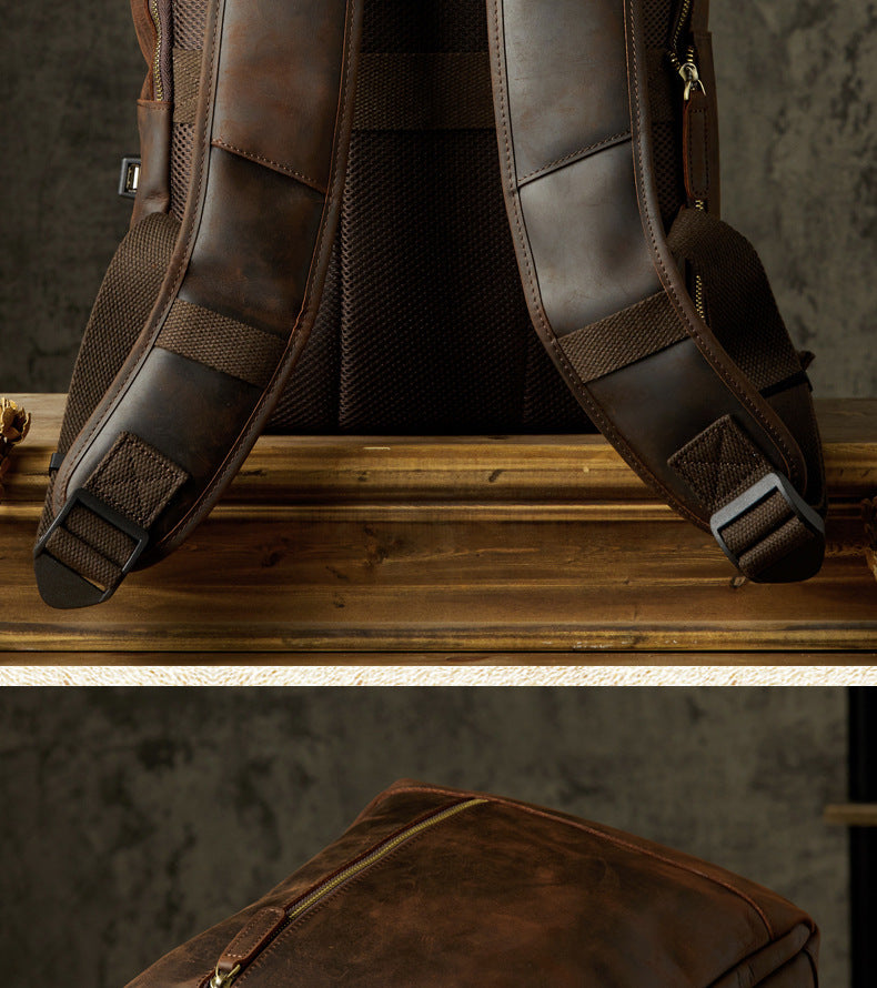 Men's backpack handmade cowhide travel bag retro large capacity computer bag