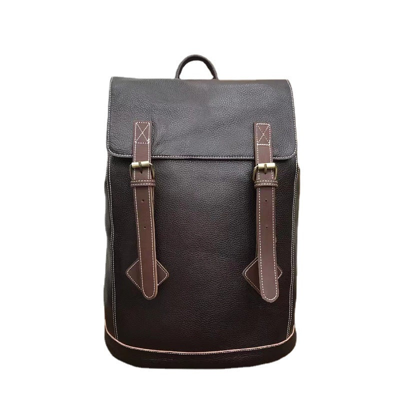 Men's backpack genuine cowhide leather commuting casual fashion large capacity travel bag for men