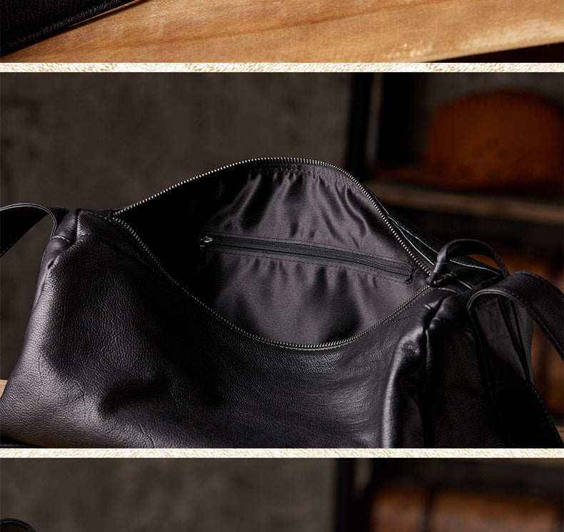 Men's Shoulder Bag Made of Genuine Cowskin Leather Handmade Retro Casual Fashion Large Capacity Crossbody Bag for Men