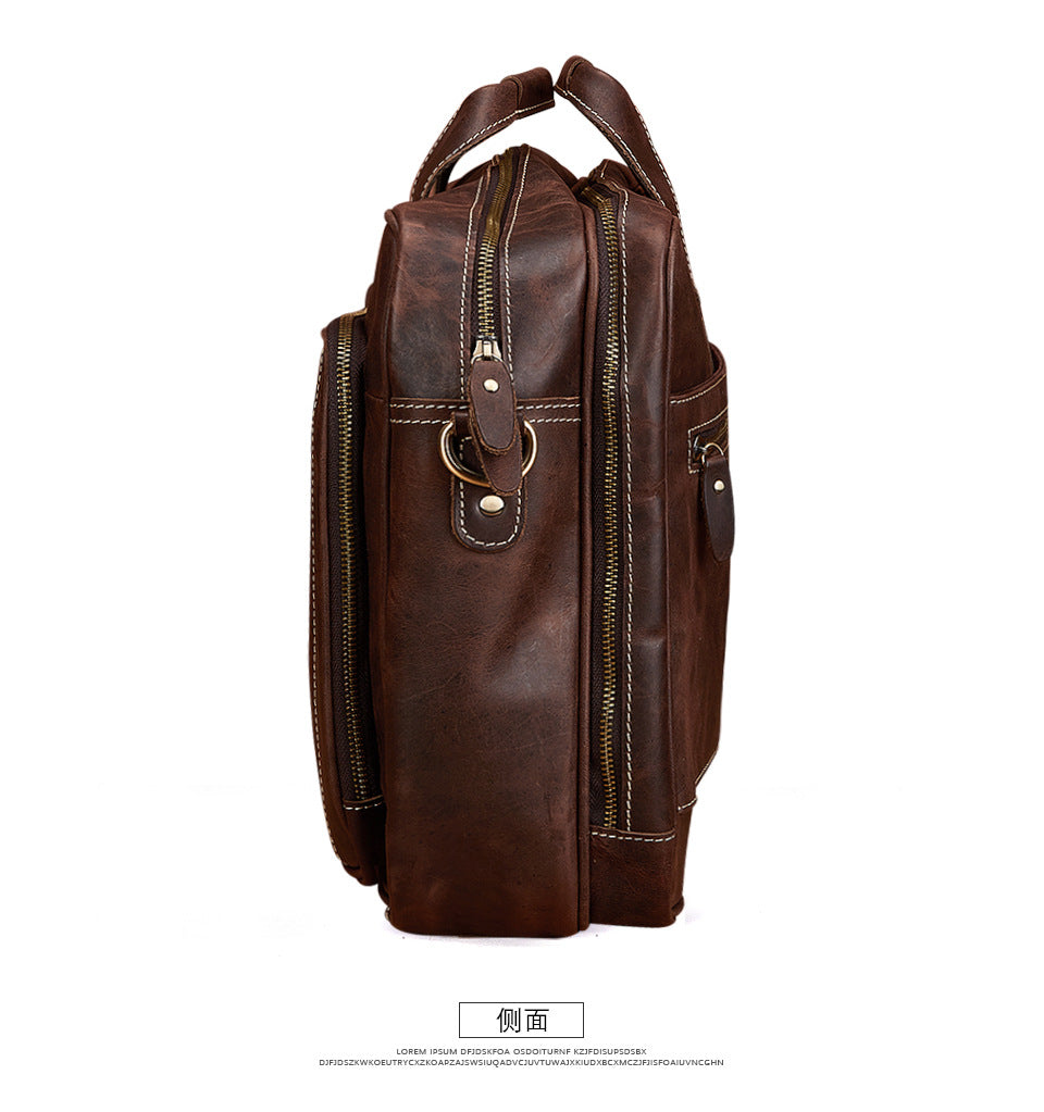 Men's Handbag Briefcase Cowhide Genuine Leather Retro Business Men Computer Bag