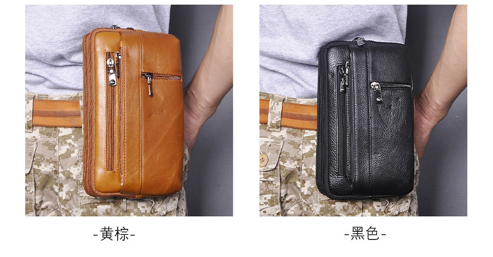 Men's Waist Pouch Cowhide Genuine Leather Retro Fashion Casual Outdoor Men's Bag