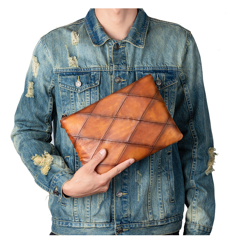 Men's Clutch Bag Cowhide Genuine Leather Casual Retro Male Handbag