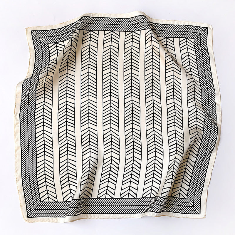 Silk scarf elegant temperament small scarf high quality geometric pattern decorative scarf ladies