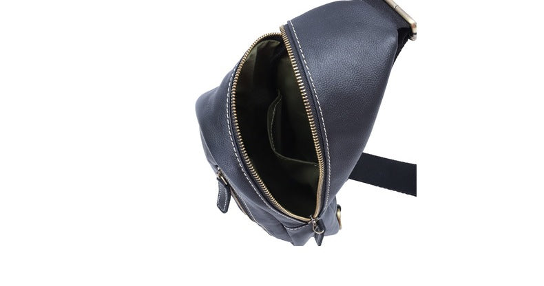 Men's Bust Bag Cowhide Soft Leather Casual Sports Crossbody Bag for Men Smartphone Pouch