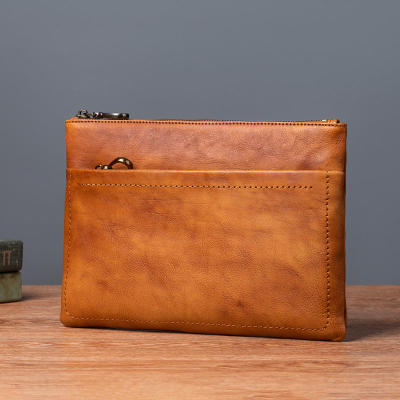 Men's Clutch Bag Cowhide Retro Casual Handbags for Men