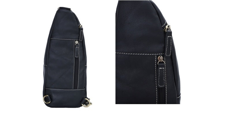 Men's Bust Bag Cowhide Soft Leather Casual Sports Crossbody Bag for Men Smartphone Pouch