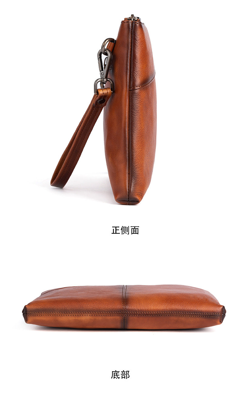 Men's Wallet Cowhide Genuine Leather Clutch Bag Retro Casual Men's Handbag