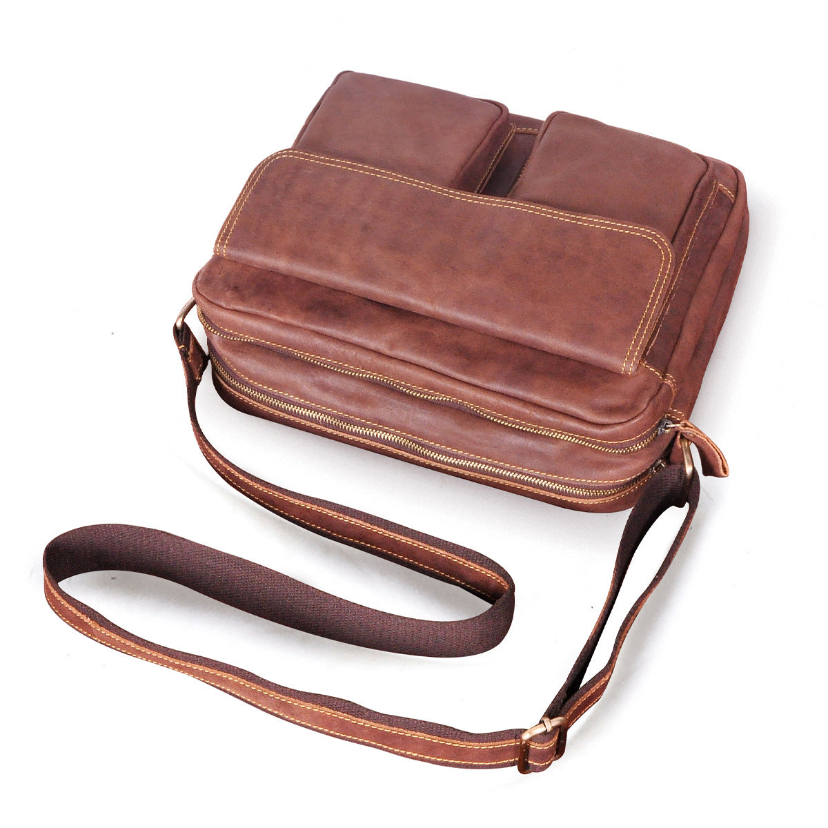 Men's Briefcase Genuine Cowhide Leather Retro Crossbody Bag Men's Shoulder Bag Computer Bag