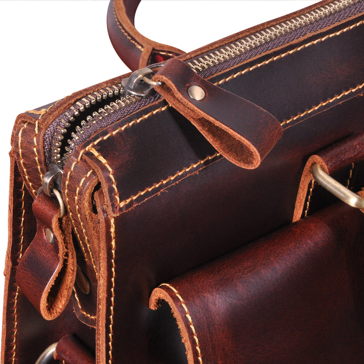 Men's Handbag Briefcase Cowhide Genuine Leather Retro Business Men Computer Bag