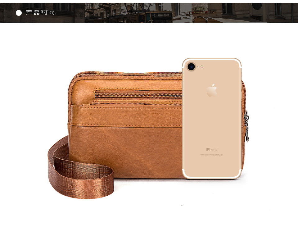 Men's Waist Pouch Cowhide Genuine Leather Retro Fashion Casual Outdoor Men's Bag