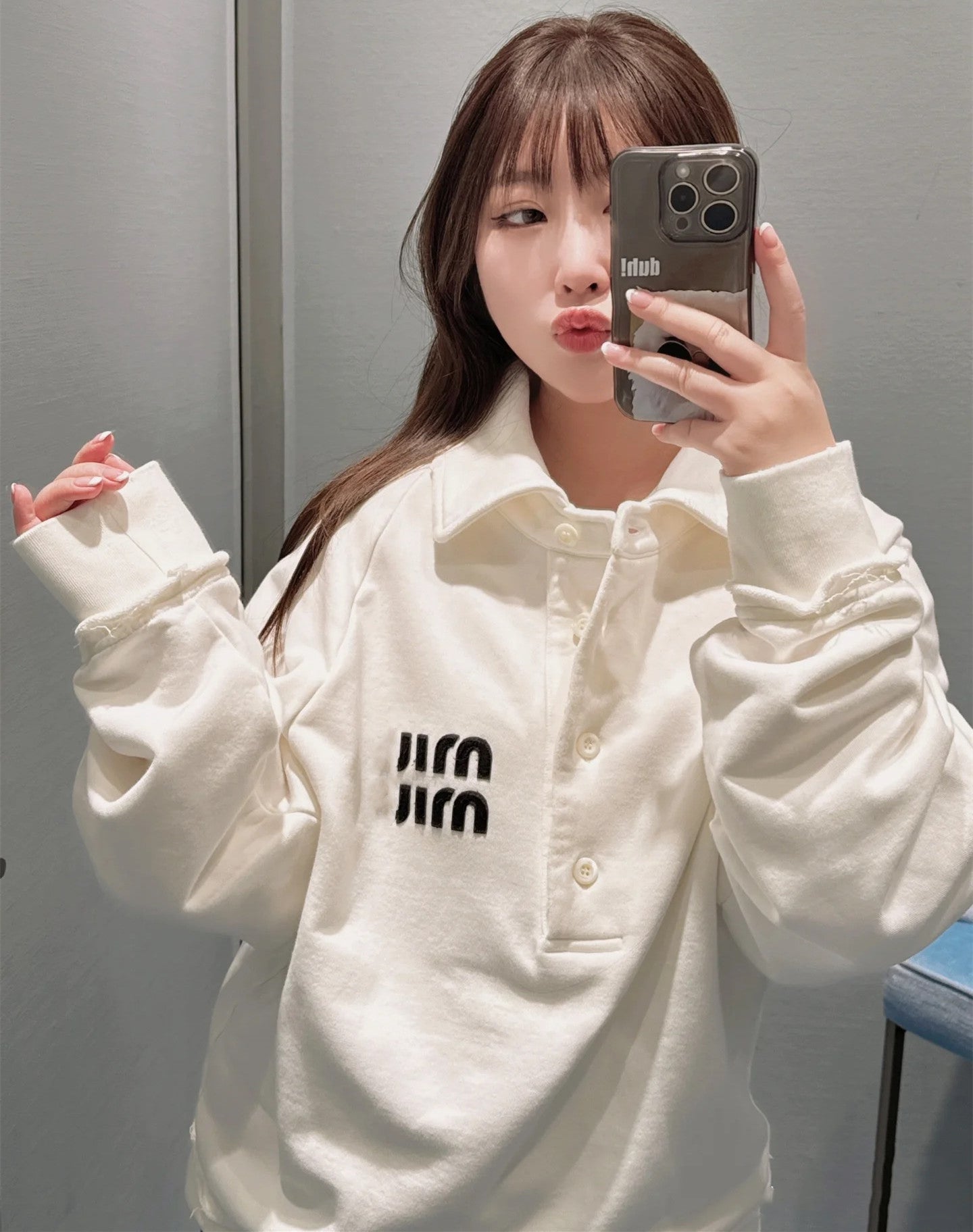 MIUMIU長袖ポロシャツ おしゃれ上着 クールカジュアル ロングtシャツ プルオーバー SY0340
