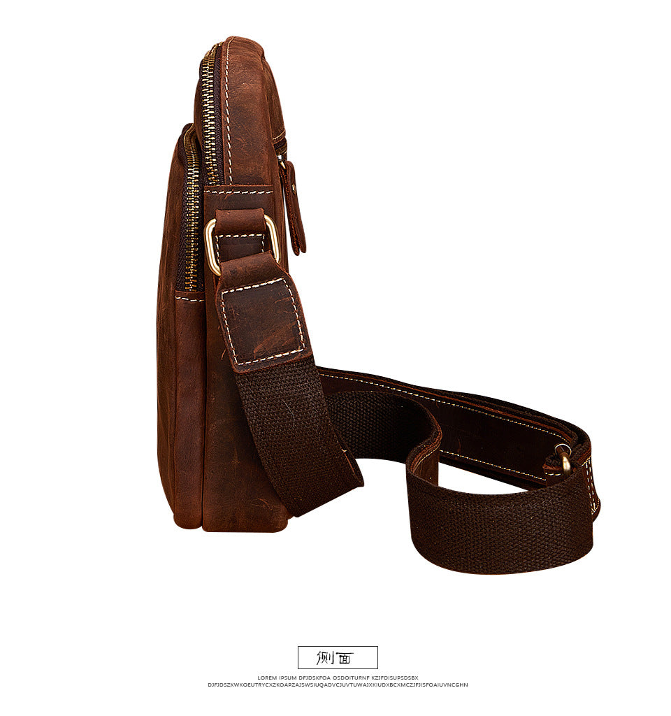 Men's Shoulder Bag Cowhide Genuine Leather Retro Travel Outdoor Crossbody Bag for Men