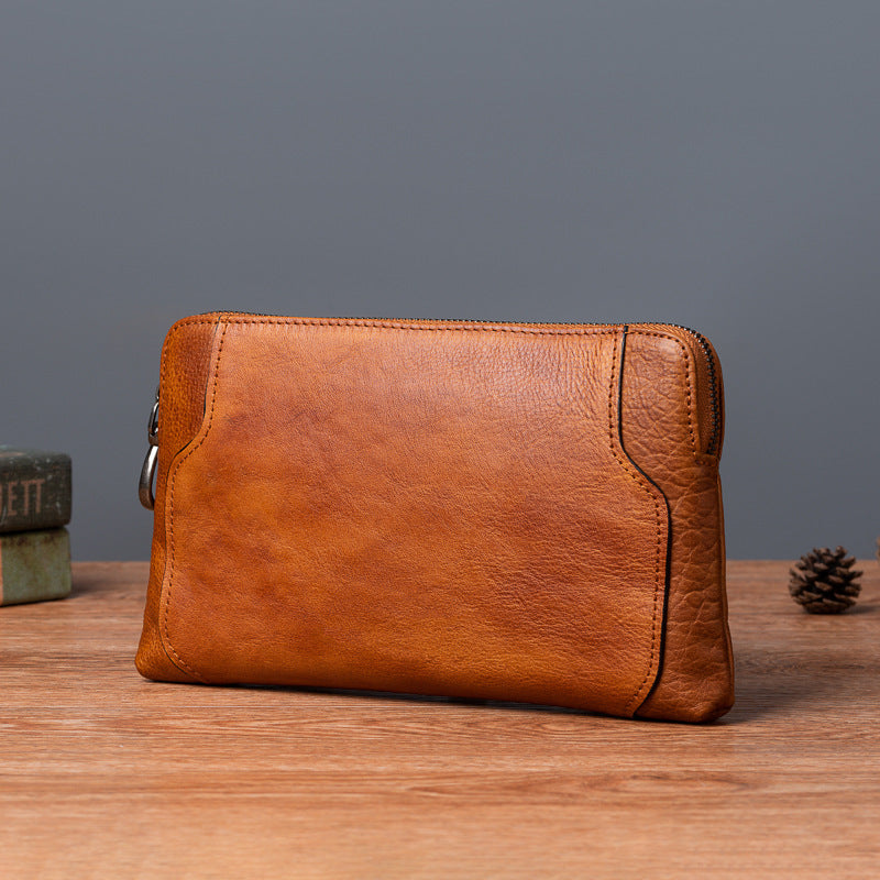 Men's Clutch Bag Genuine Cowhide Leather Retro Casual Men's Bag