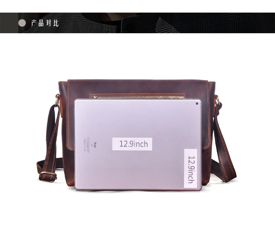 Men's Crossbody Bag Cowhide Genuine Leather Retro Men's Shoulder Bag