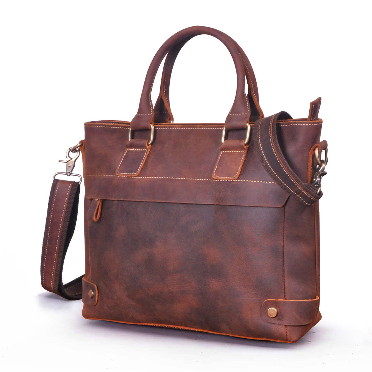 Men's Briefcase Handbag Cowhide Genuine Leather Retro Business Men Computer Bag