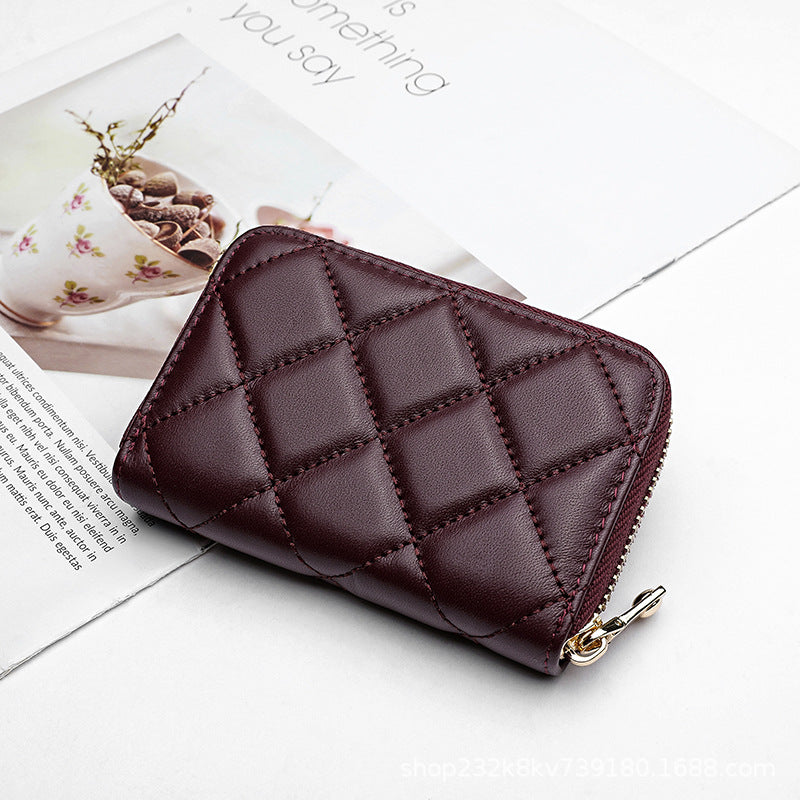 Ladies Short Wallet Women Multifunctional Folding Women's Wallet Check Simple Sheep Leather Coin Purse Ladies Wallet