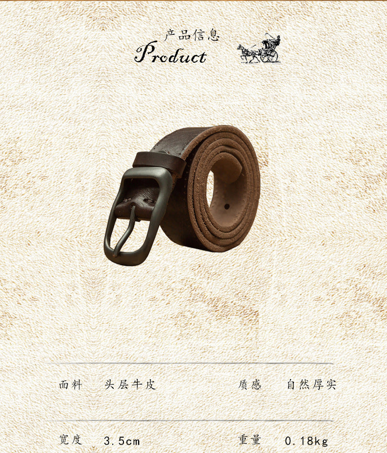 Men's Belt Cowhide Genuine Leather Handmade Needle Buckle Retro Casual Men's Belt
