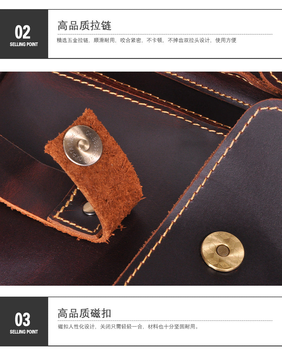 Men's Handbag Briefcase Cowhide Genuine Leather Retro Business Men Computer Bag