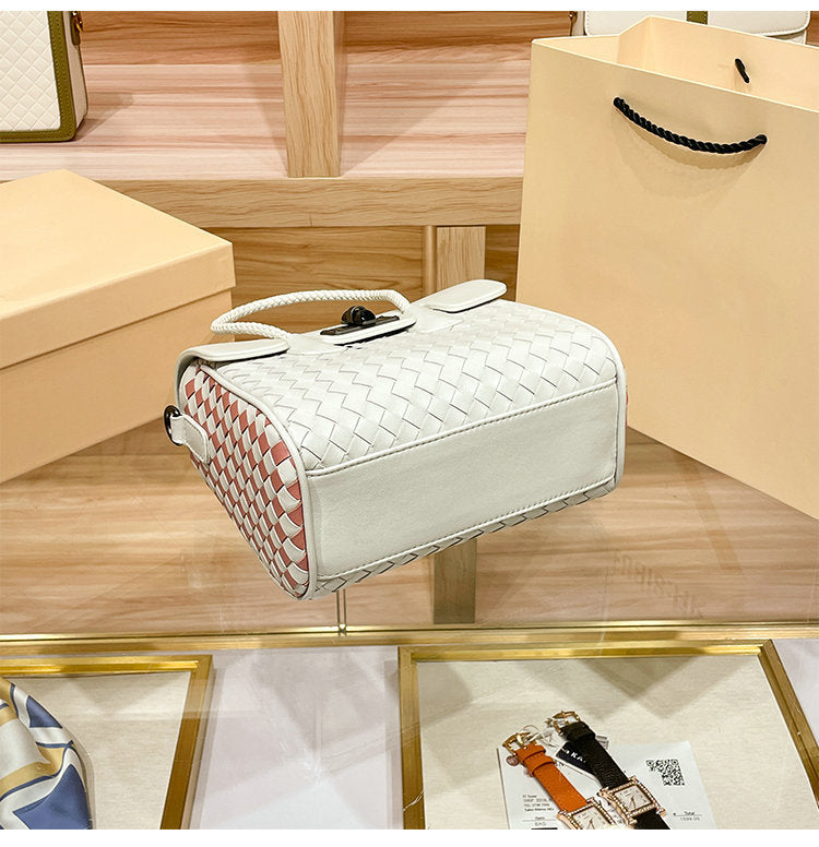 Genuine leather women's bag sheep leather woven bag fashionable casual shoulder bag handbag.bag
