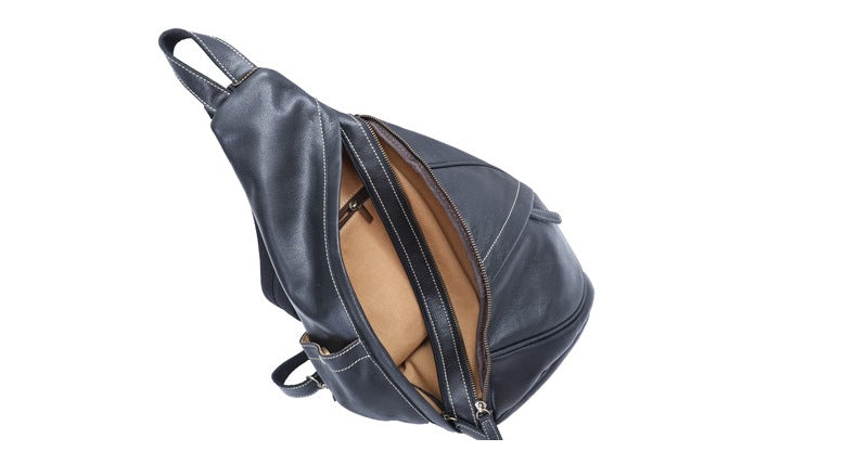 Men's bust bag, genuine cowhide leather, retro casual, unique, multifunctional, crossbody bag for men