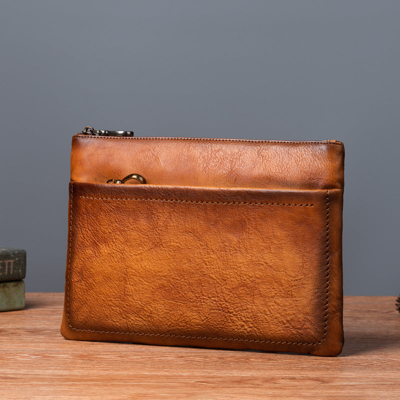 Men's Clutch Bag Cowhide Retro Casual Handbags for Men
