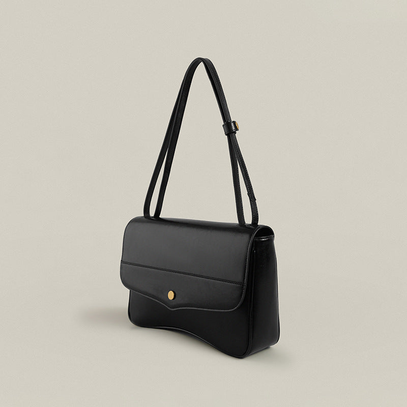 Cowhide Messenger Bag Genuine Leather Women's Bag Commuting OL High Quality Underarm Bag Shoulder Bag that goes with anything.Pochette