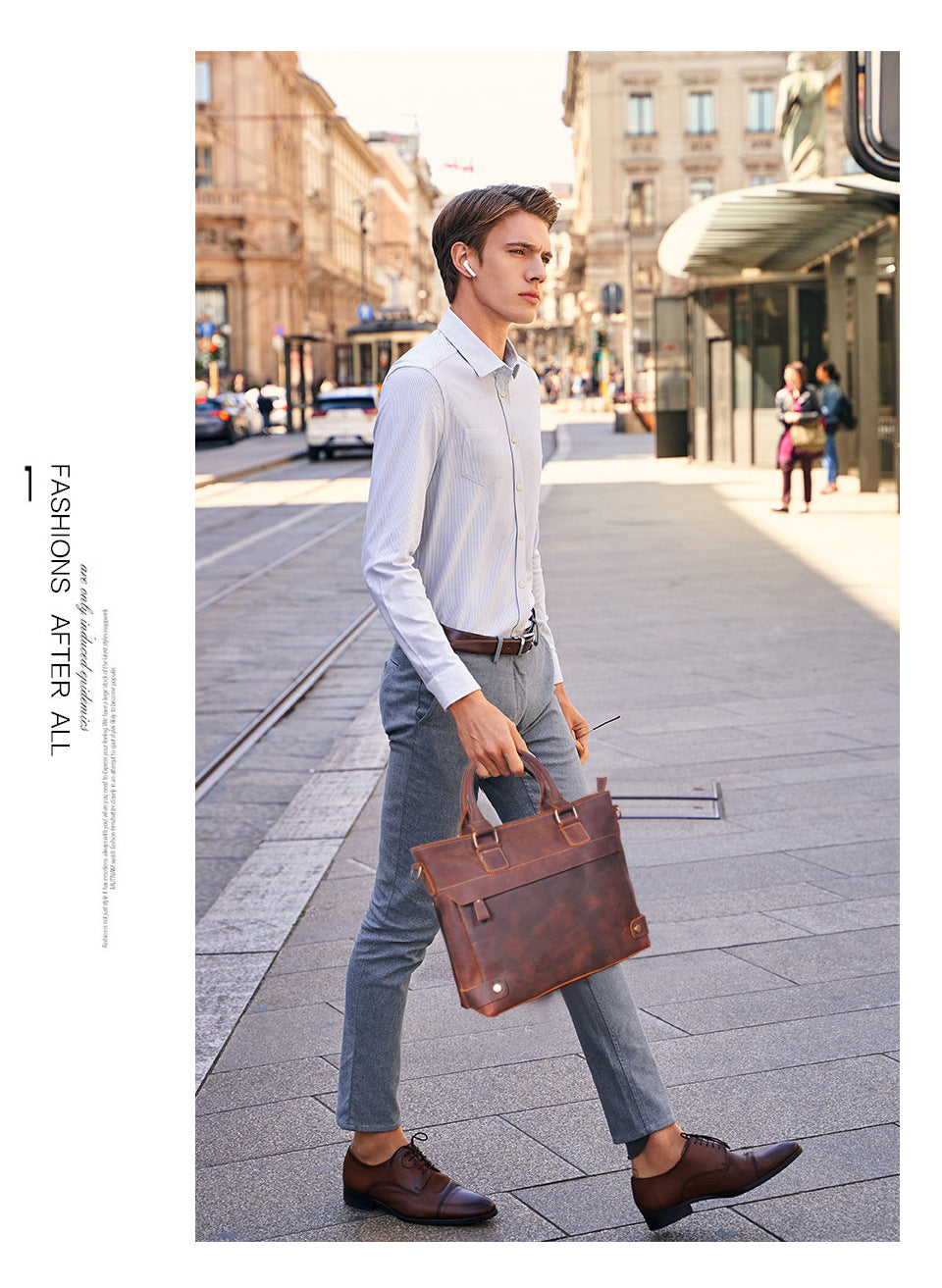 Men's Briefcase Handbag Cowhide Genuine Leather Retro Business Men Computer Bag